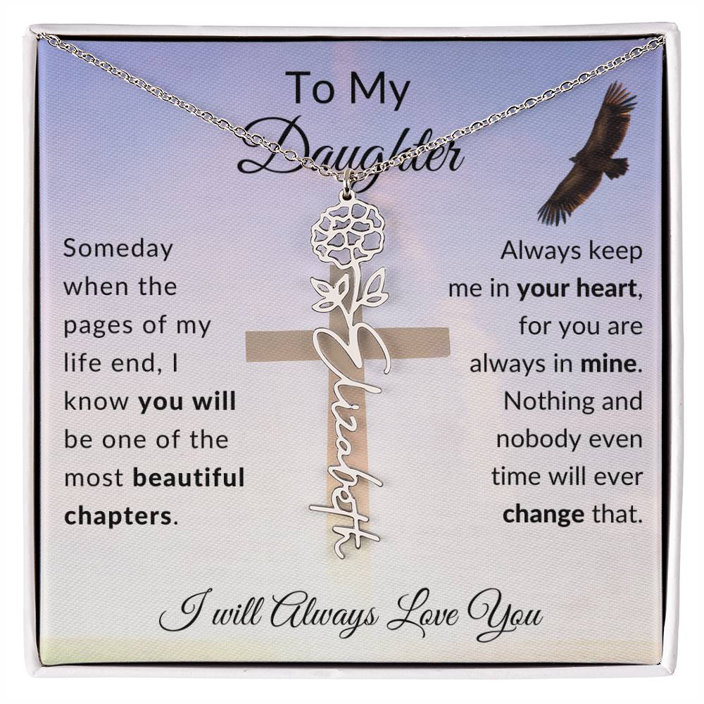 [ALMOST SOLD OUT] Cross To My Daughter Flower Name Necklace