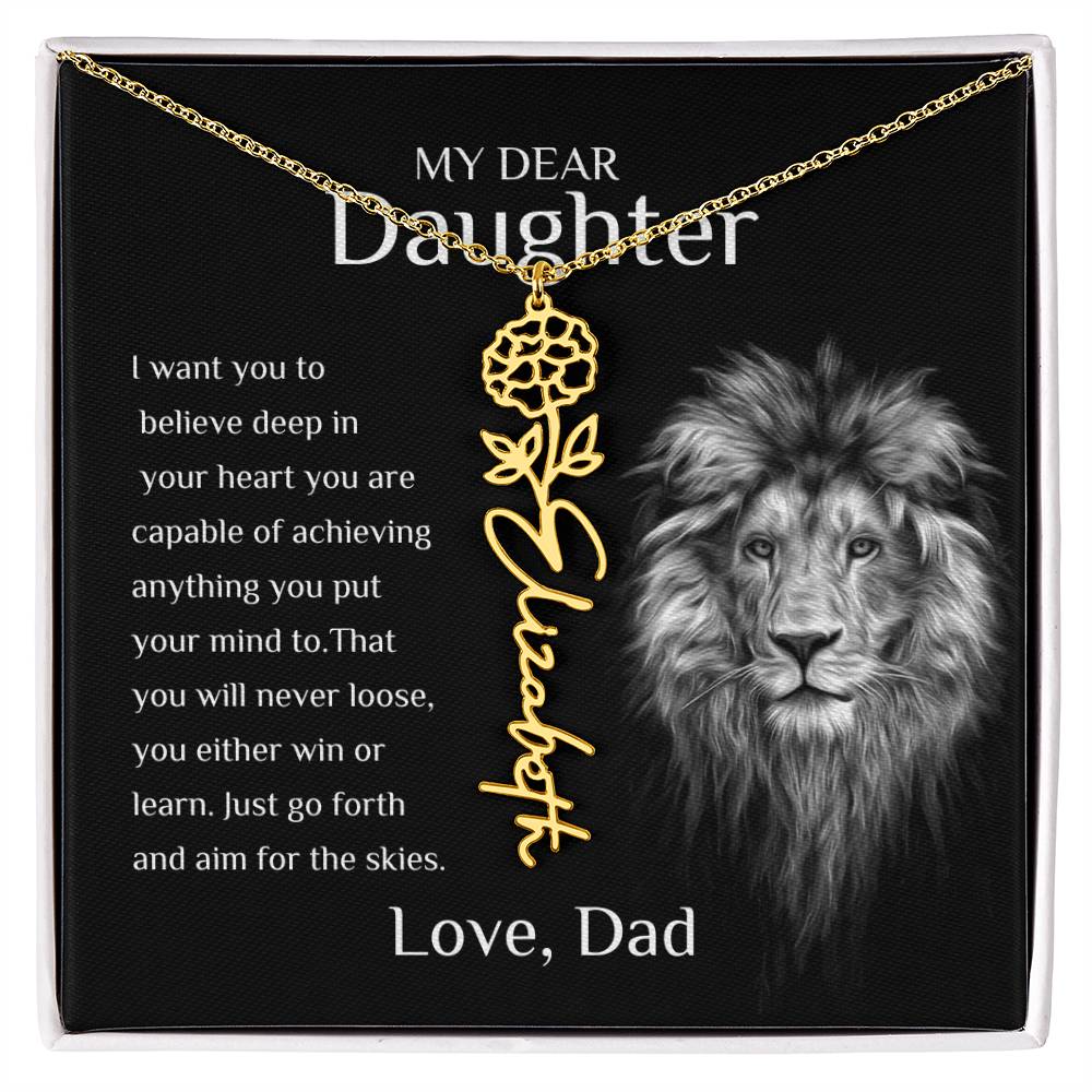 Personalized Name Necklace With Birth Flower for Daughter