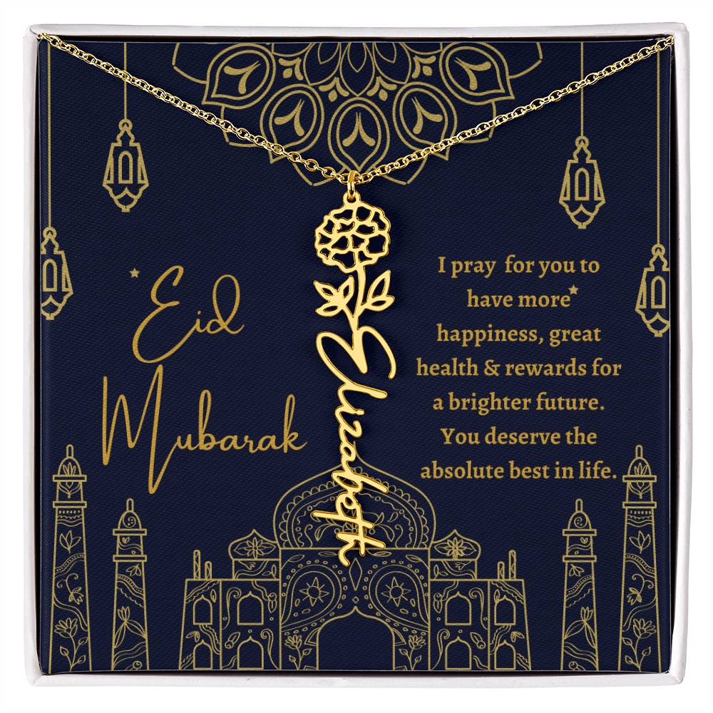[ALMOST SOLD OUT] I PRAY FOR YOU TO HAVE MORE HAPPINESS BLUE AND GOLD FLOWER NAME NECKLACE