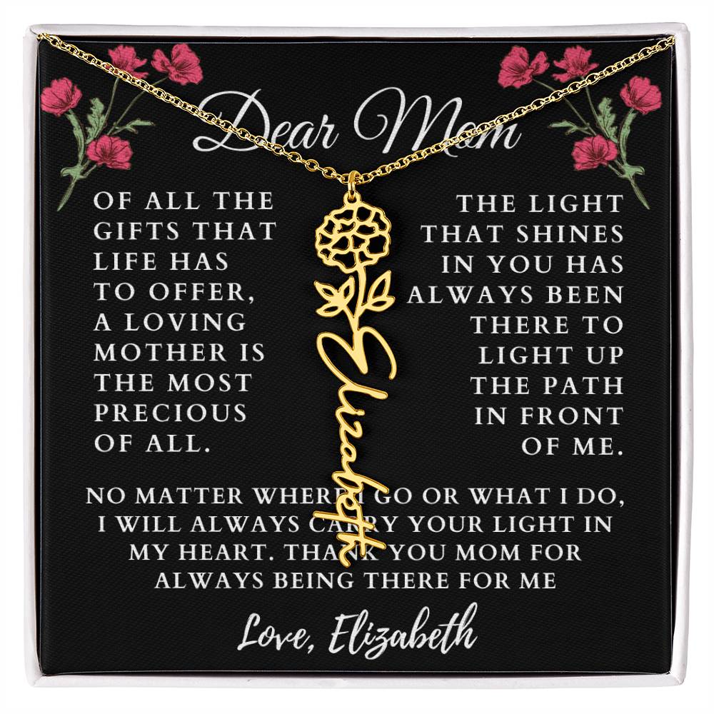 [Almost Sold Out] Floral Dear Mom Flower Name Necklace