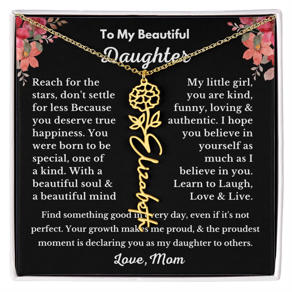 [ALMOST SOLD OUT] To My Beautiful Daughter Love, Mom Flower Name Necklace