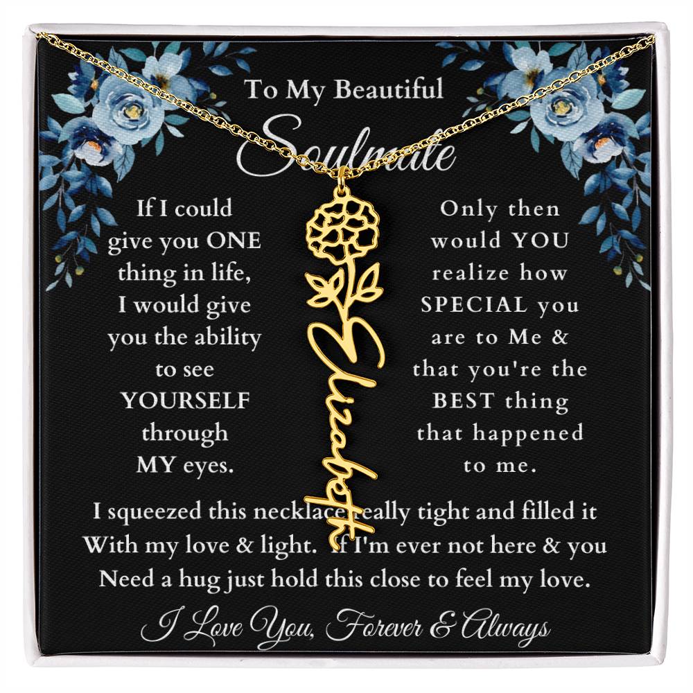 [ALMOST SOLD OUT] To My Beautiful Soulmate Blue Flower Name Necklace