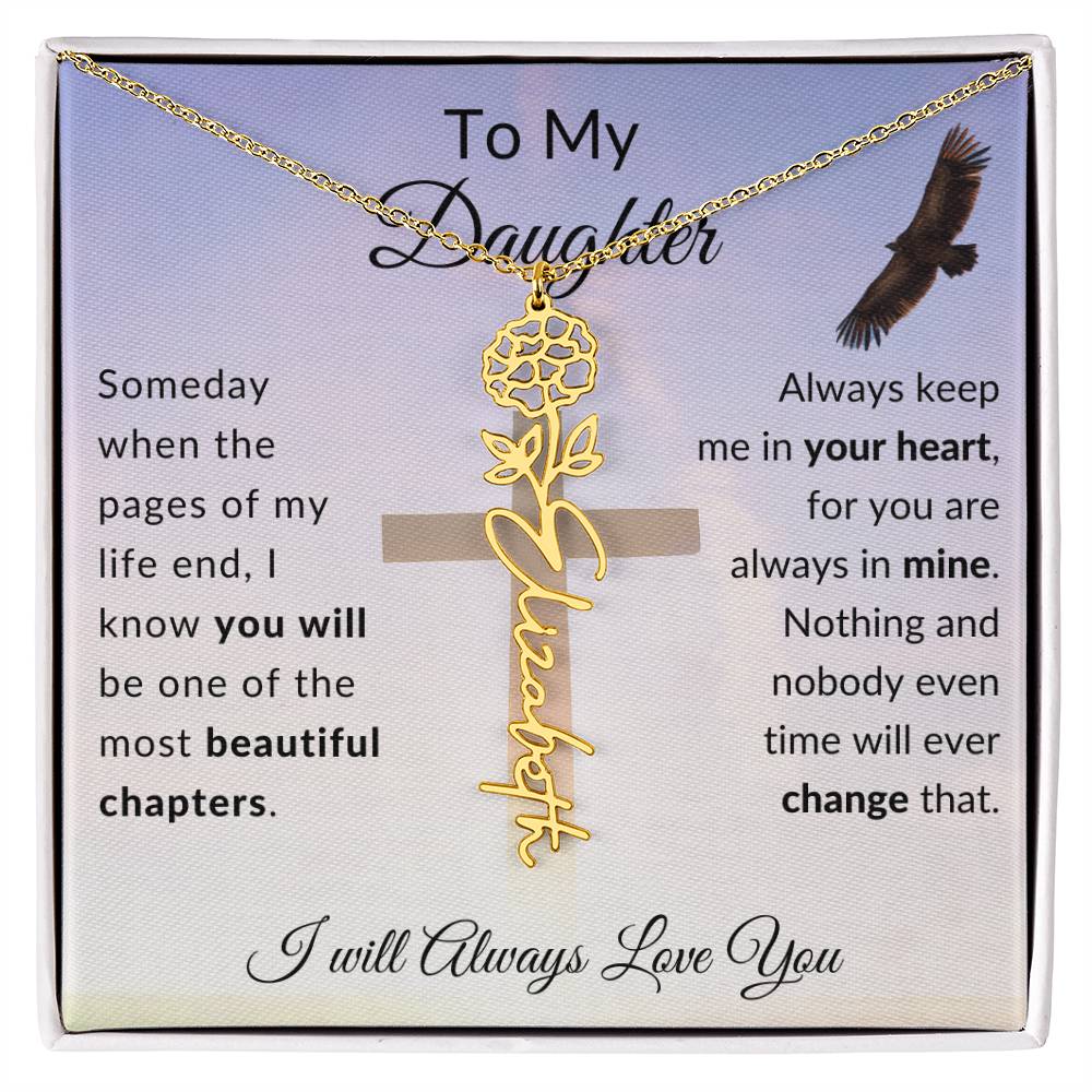 [ALMOST SOLD OUT] Cross To My Daughter Flower Name Necklace