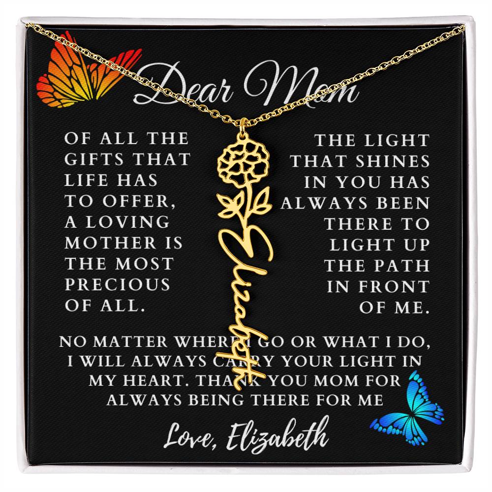 [Almost Sold Out] Butterflies Dear Mom Flower Name Necklace