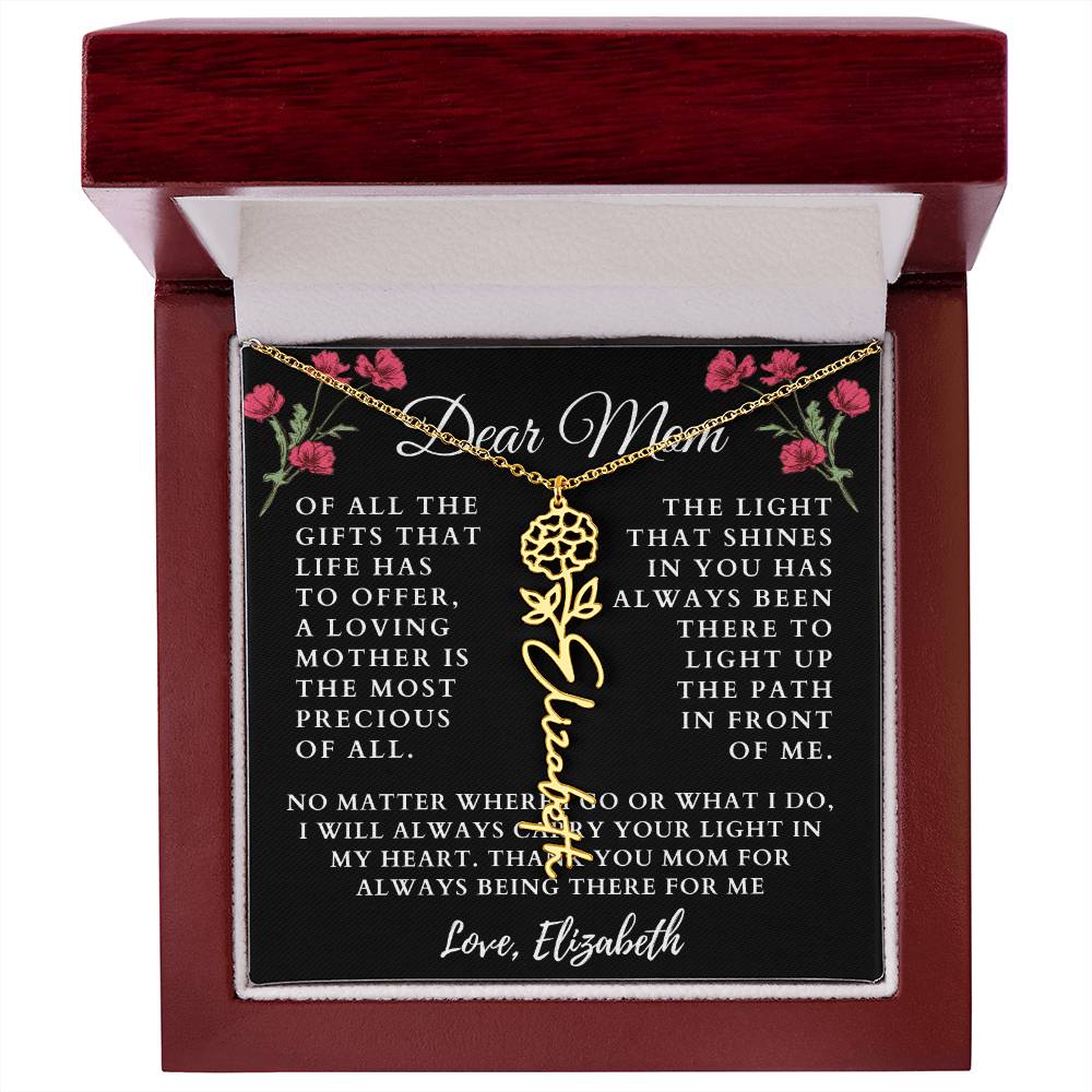 [Almost Sold Out] Floral Dear Mom Flower Name Necklace