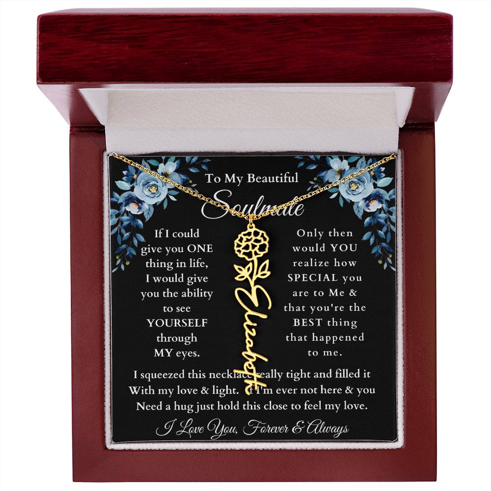 [ALMOST SOLD OUT] To My Beautiful Soulmate Blue Flower Name Necklace