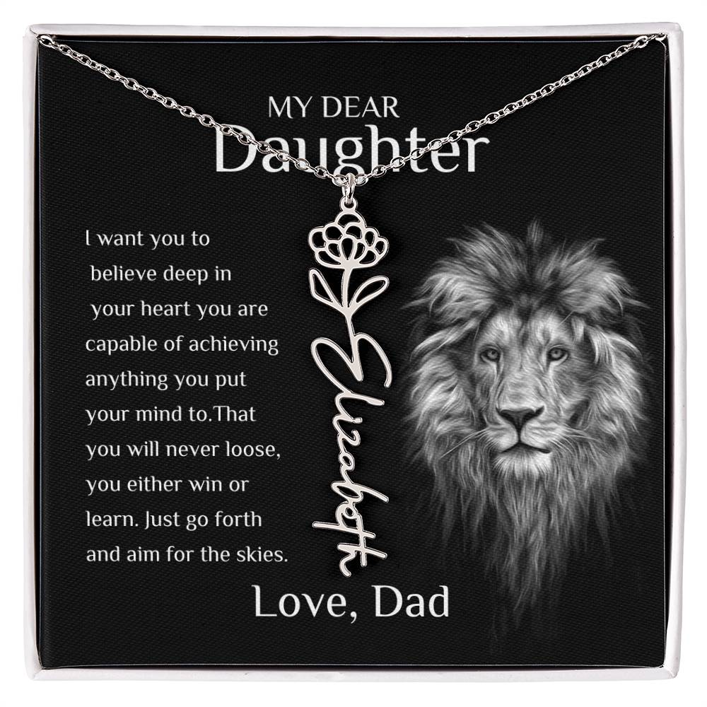 Personalized Name Necklace With Birth Flower for Daughter