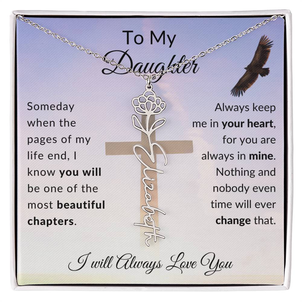 [ALMOST SOLD OUT] Cross To My Daughter Flower Name Necklace