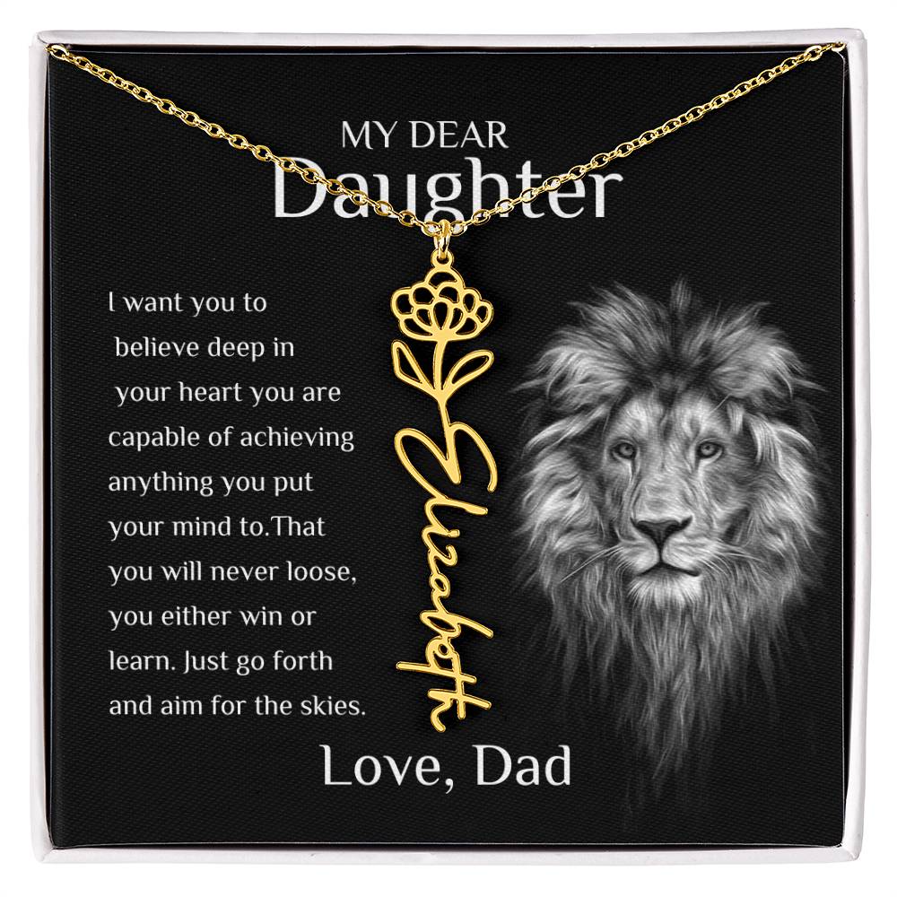 Personalized Name Necklace With Birth Flower for Daughter