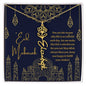 You Are the Reason Life Is So Colorful Blue and Gold Eid Mubarak Flower Name Necklace