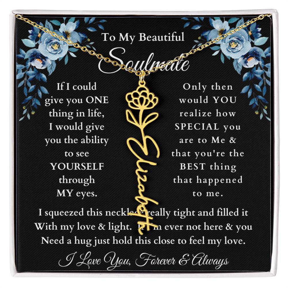 [ALMOST SOLD OUT] To My Beautiful Soulmate Blue Flower Name Necklace