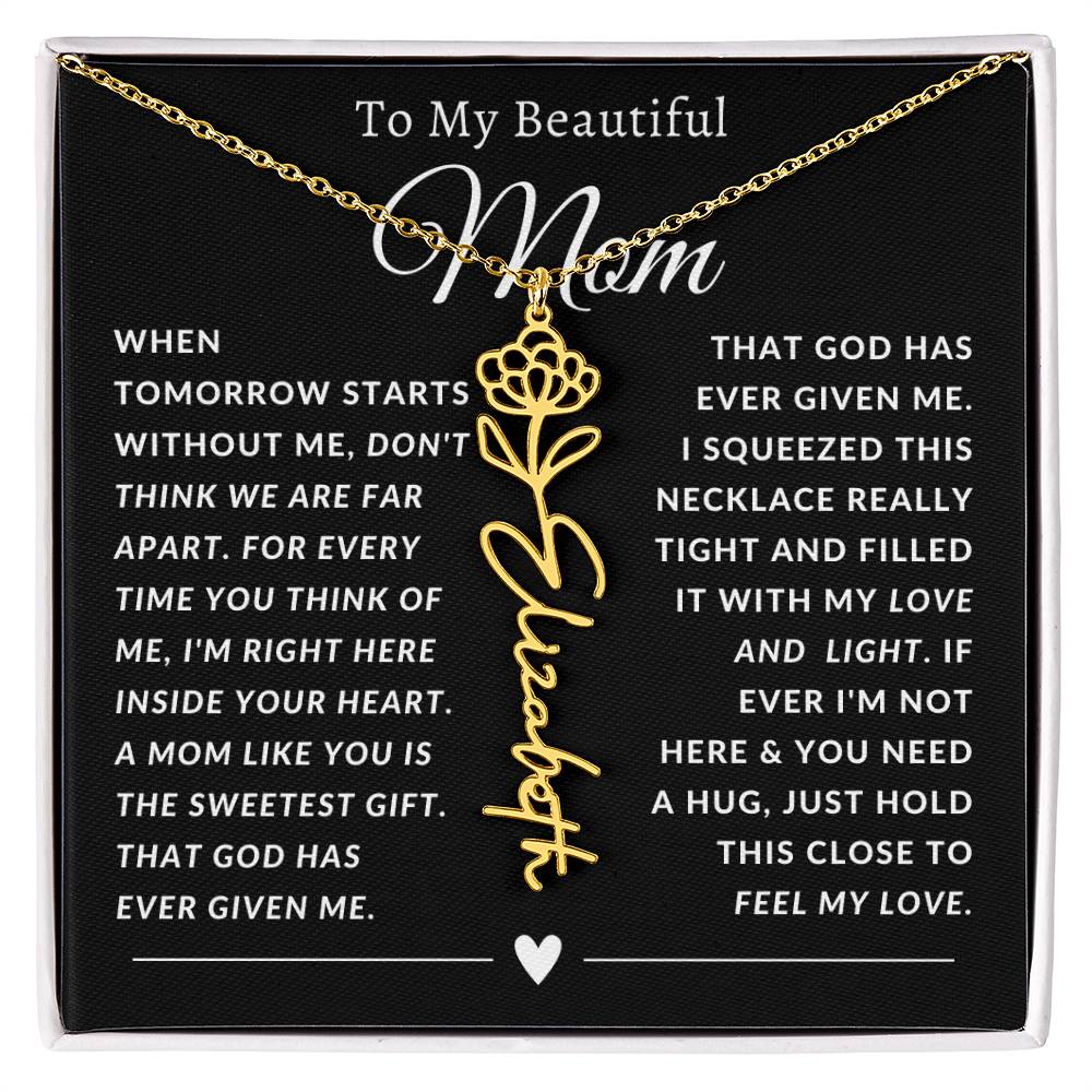 [ALMOST SOLD OUT] To My Beautiful Mom Heart Flower Name Necklace