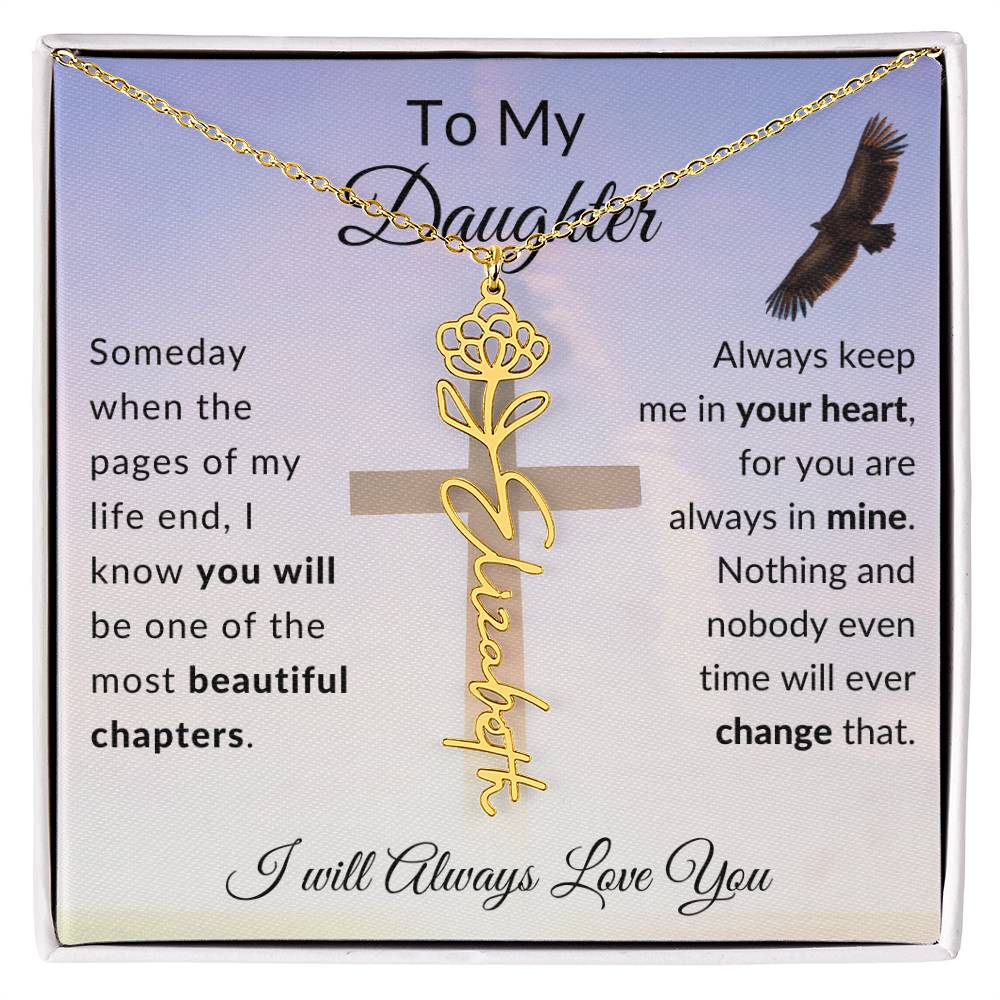 [ALMOST SOLD OUT] Cross To My Daughter Flower Name Necklace
