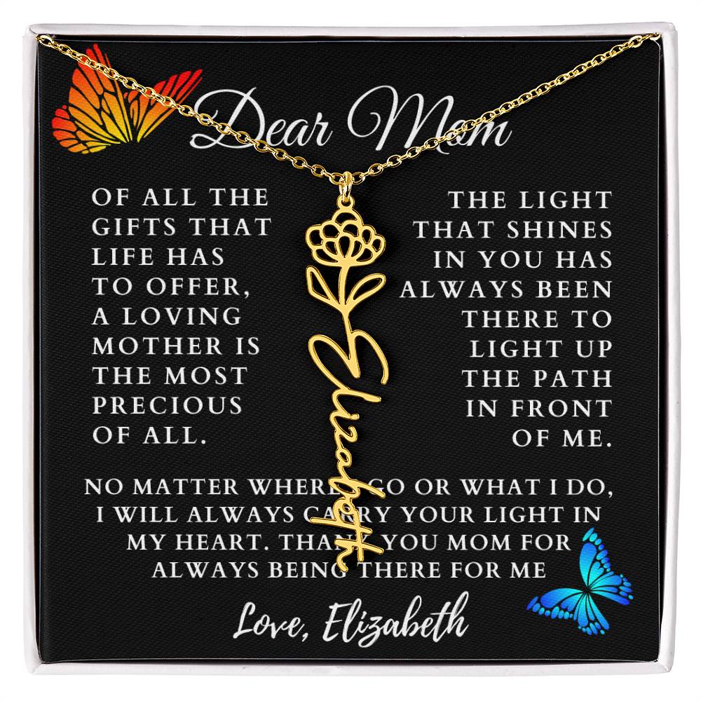 [Almost Sold Out] Butterflies Dear Mom Flower Name Necklace