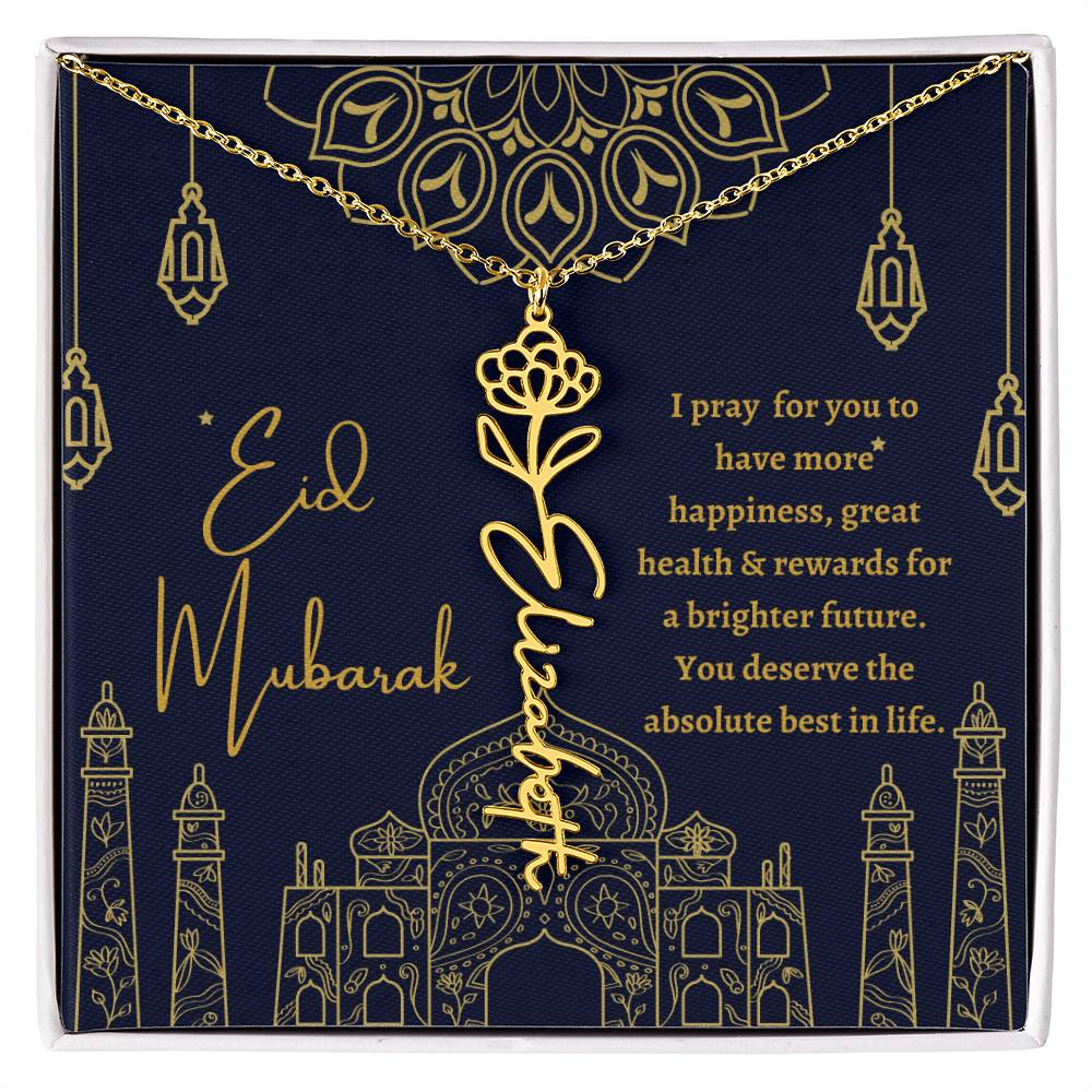 [ALMOST SOLD OUT] I PRAY FOR YOU TO HAVE MORE HAPPINESS BLUE AND GOLD FLOWER NAME NECKLACE
