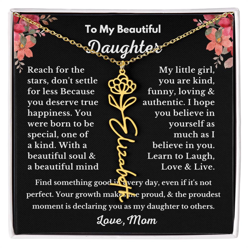[ALMOST SOLD OUT] To My Beautiful Daughter Love, Mom Flower Name Necklace