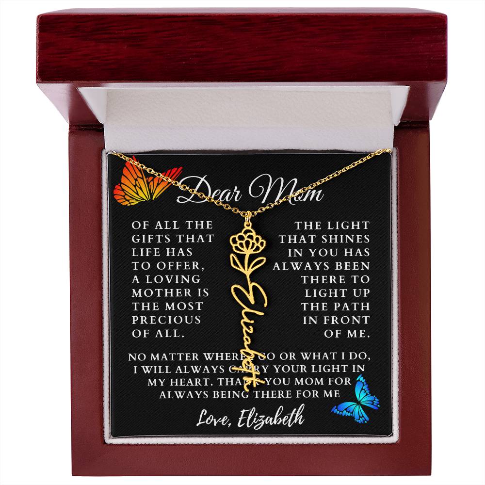 [Almost Sold Out] Butterflies Dear Mom Flower Name Necklace