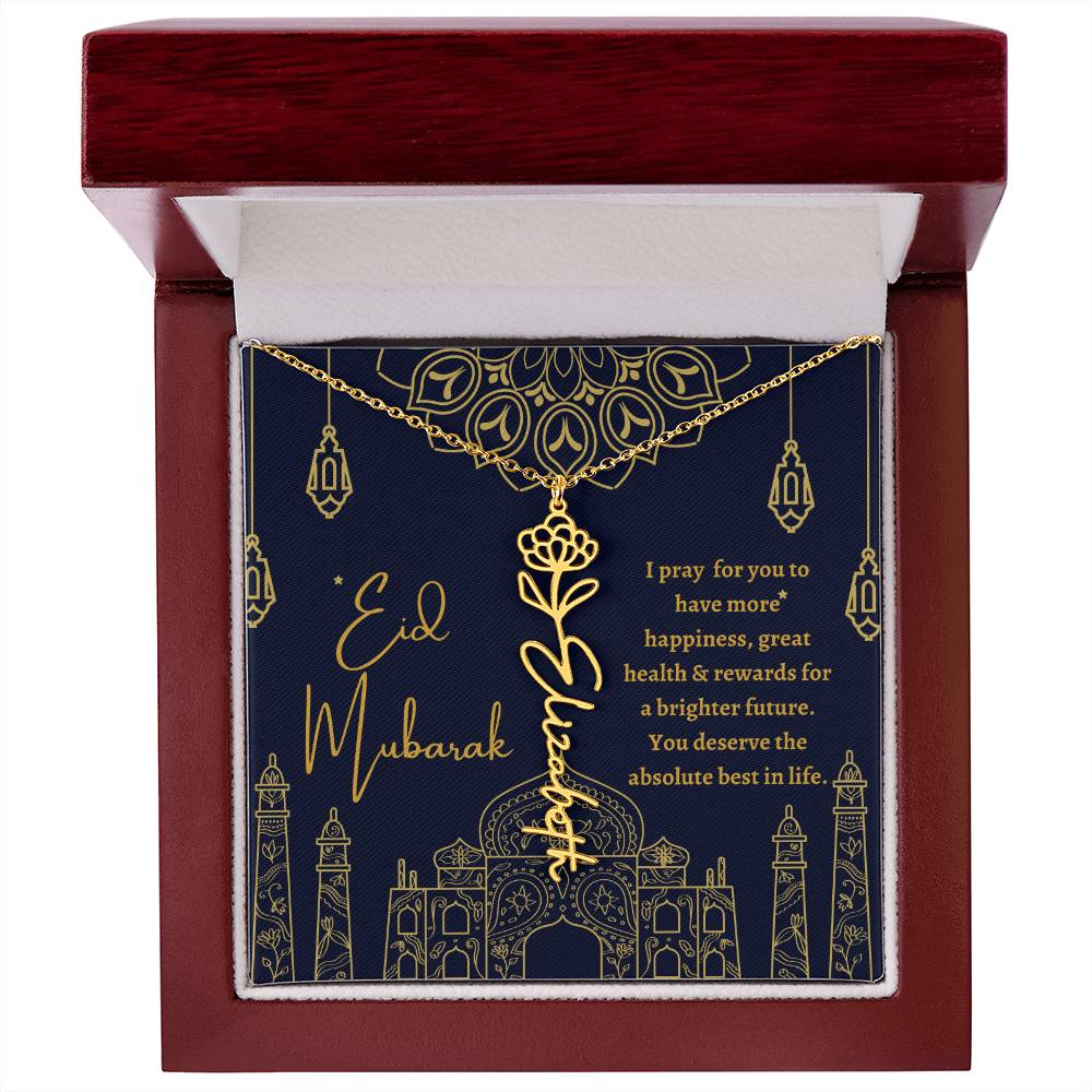 [ALMOST SOLD OUT] I PRAY FOR YOU TO HAVE MORE HAPPINESS BLUE AND GOLD FLOWER NAME NECKLACE