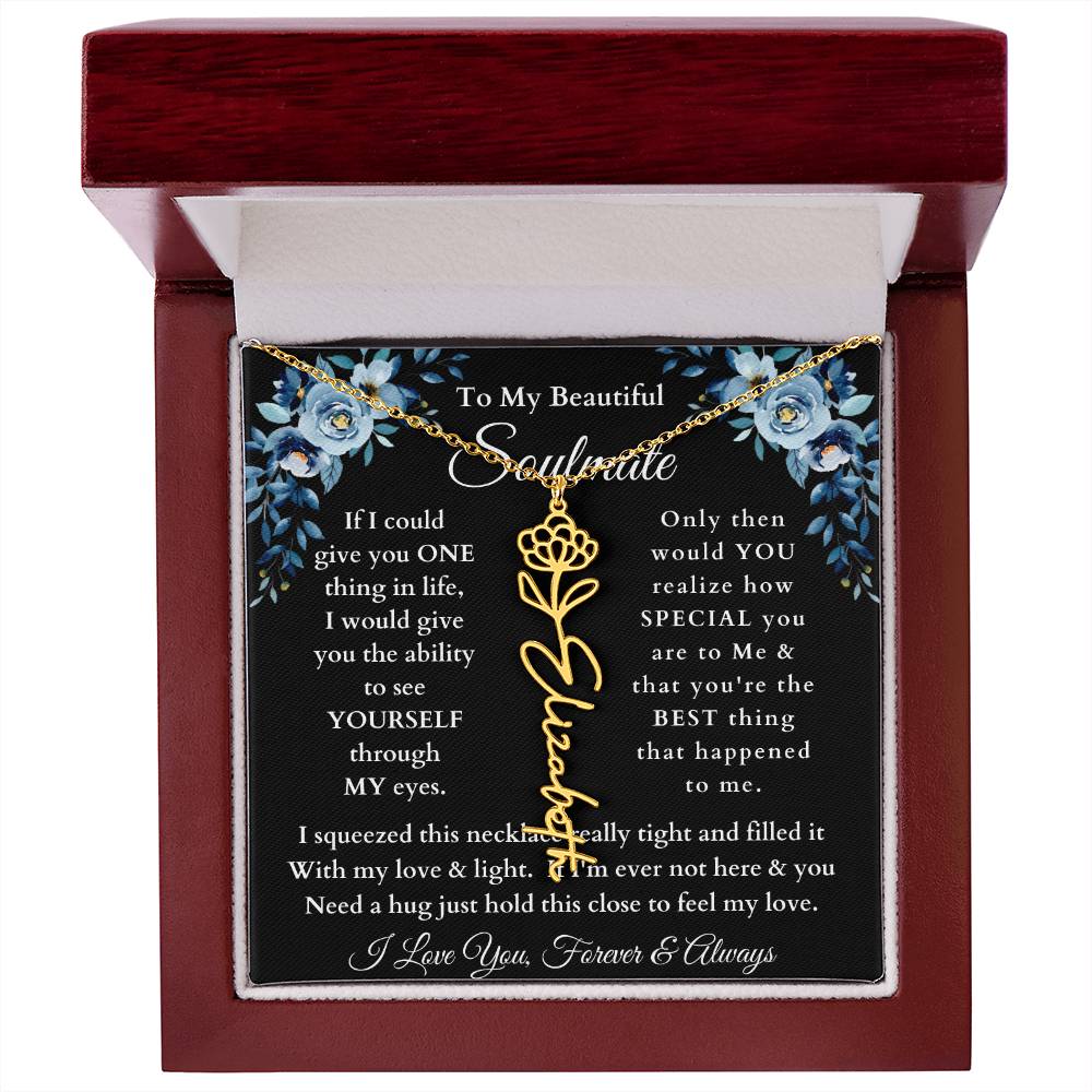[ALMOST SOLD OUT] To My Beautiful Soulmate Blue Flower Name Necklace