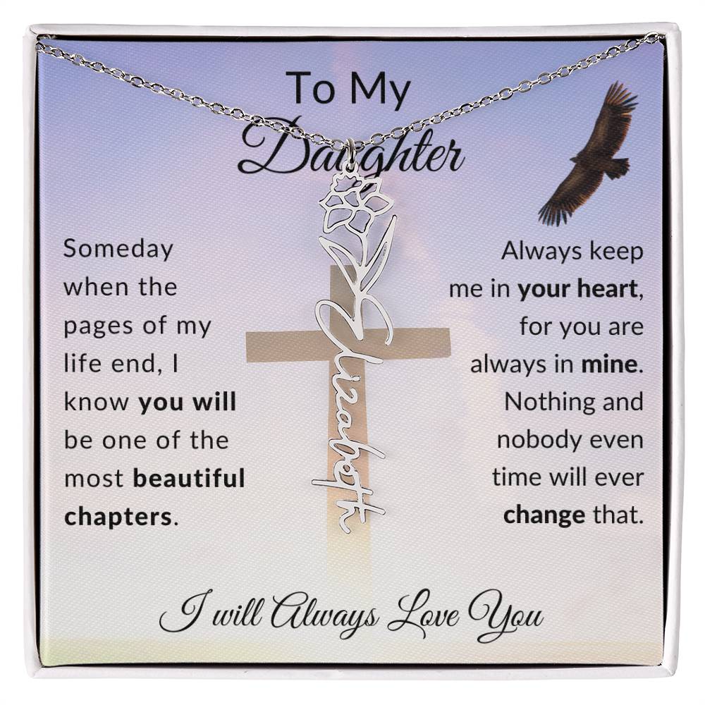 [ALMOST SOLD OUT] Cross To My Daughter Flower Name Necklace