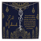 You Are the Reason Life Is So Colorful Blue and Gold Eid Mubarak Flower Name Necklace