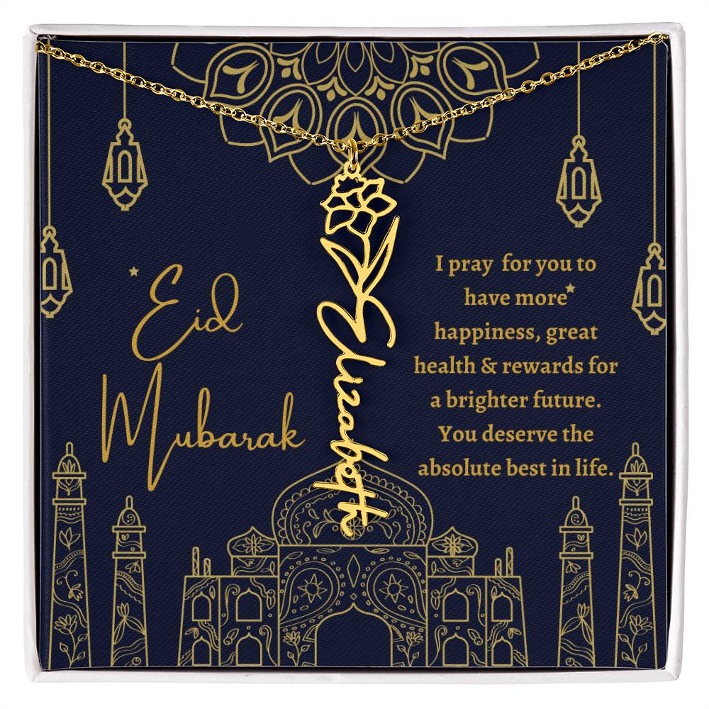 [ALMOST SOLD OUT] I PRAY FOR YOU TO HAVE MORE HAPPINESS BLUE AND GOLD FLOWER NAME NECKLACE
