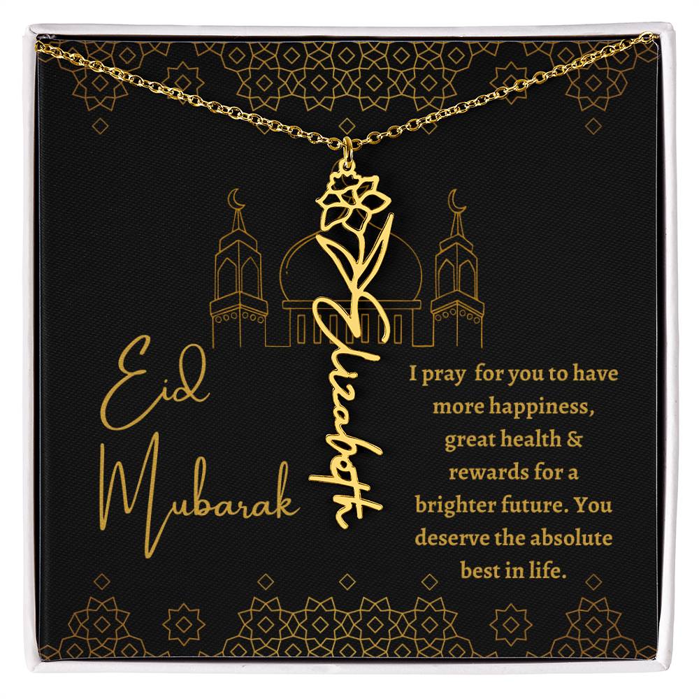 [ALMOST SOLD OUT] Black and Gold I Pray For You To Have All The Happiness Flower Name Necklace