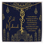 Eid Mubarak Blue and Gold I Thank Allah for Bringing You Into My Life Flower Name Necklace
