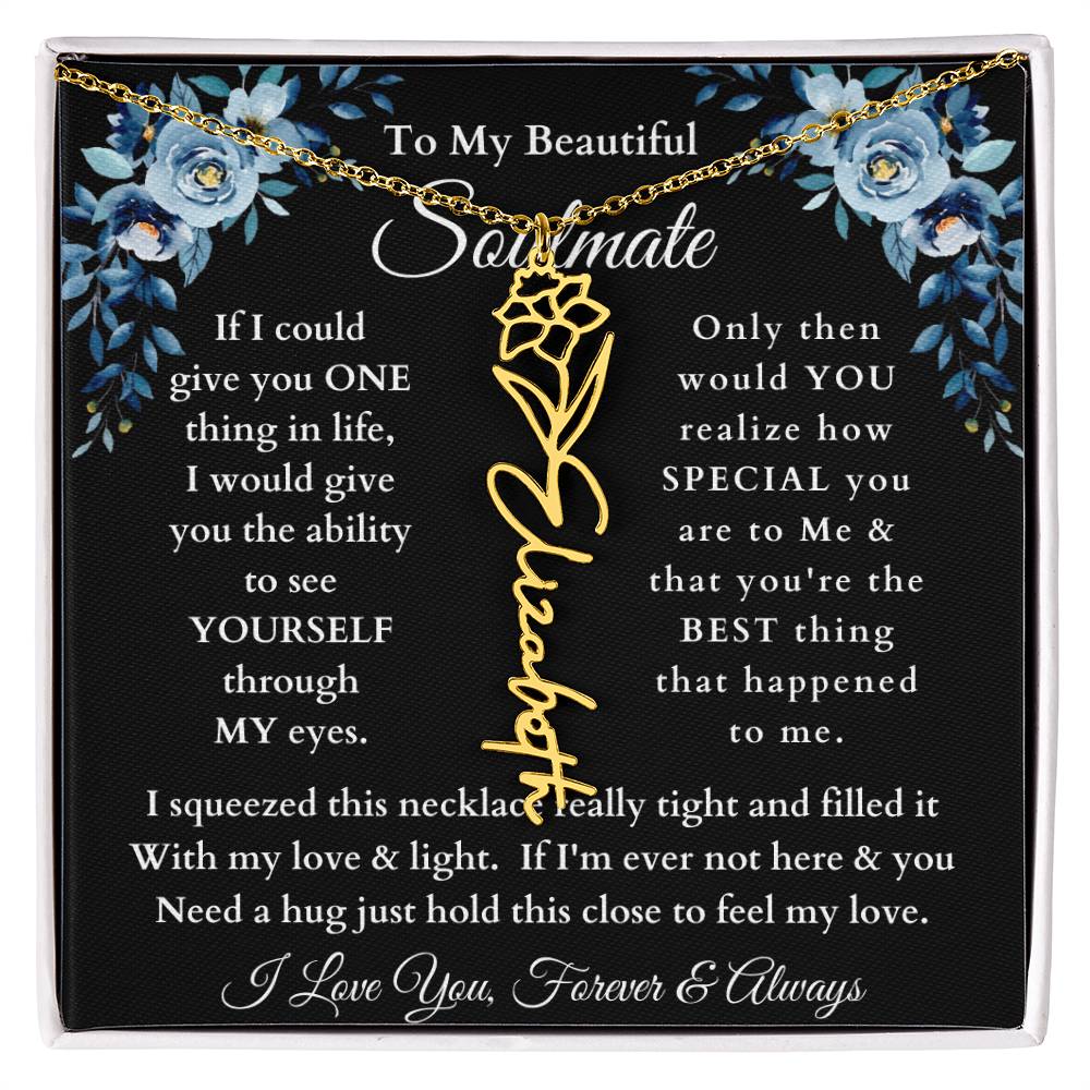 [ALMOST SOLD OUT] To My Beautiful Soulmate Blue Flower Name Necklace