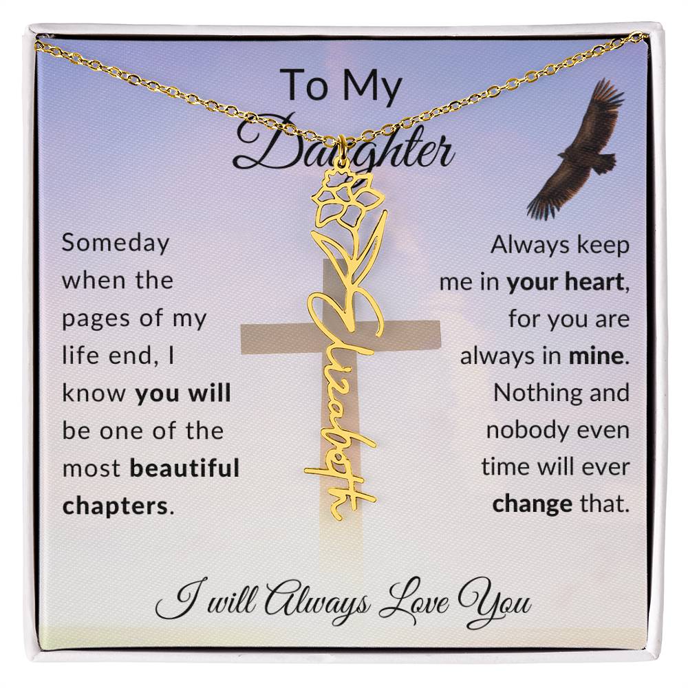 [ALMOST SOLD OUT] Cross To My Daughter Flower Name Necklace