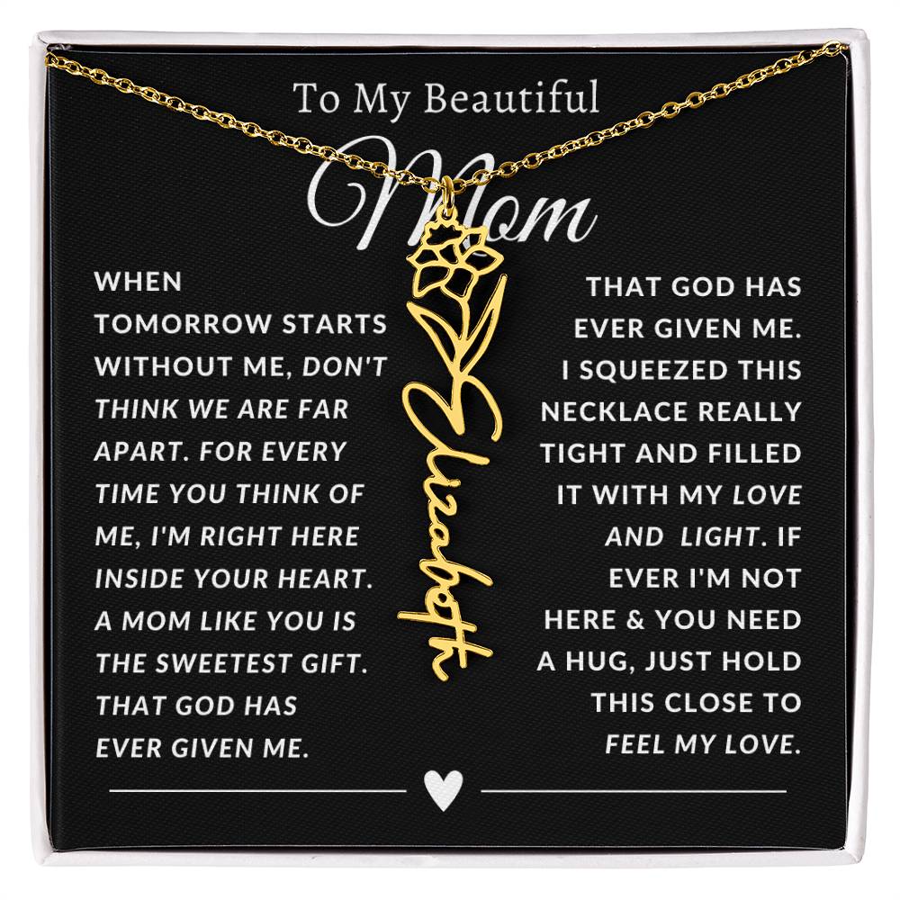 [ALMOST SOLD OUT] To My Beautiful Mom Heart Flower Name Necklace