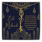 You Are the Reason Life Is So Colorful Blue and Gold Eid Mubarak Flower Name Necklace