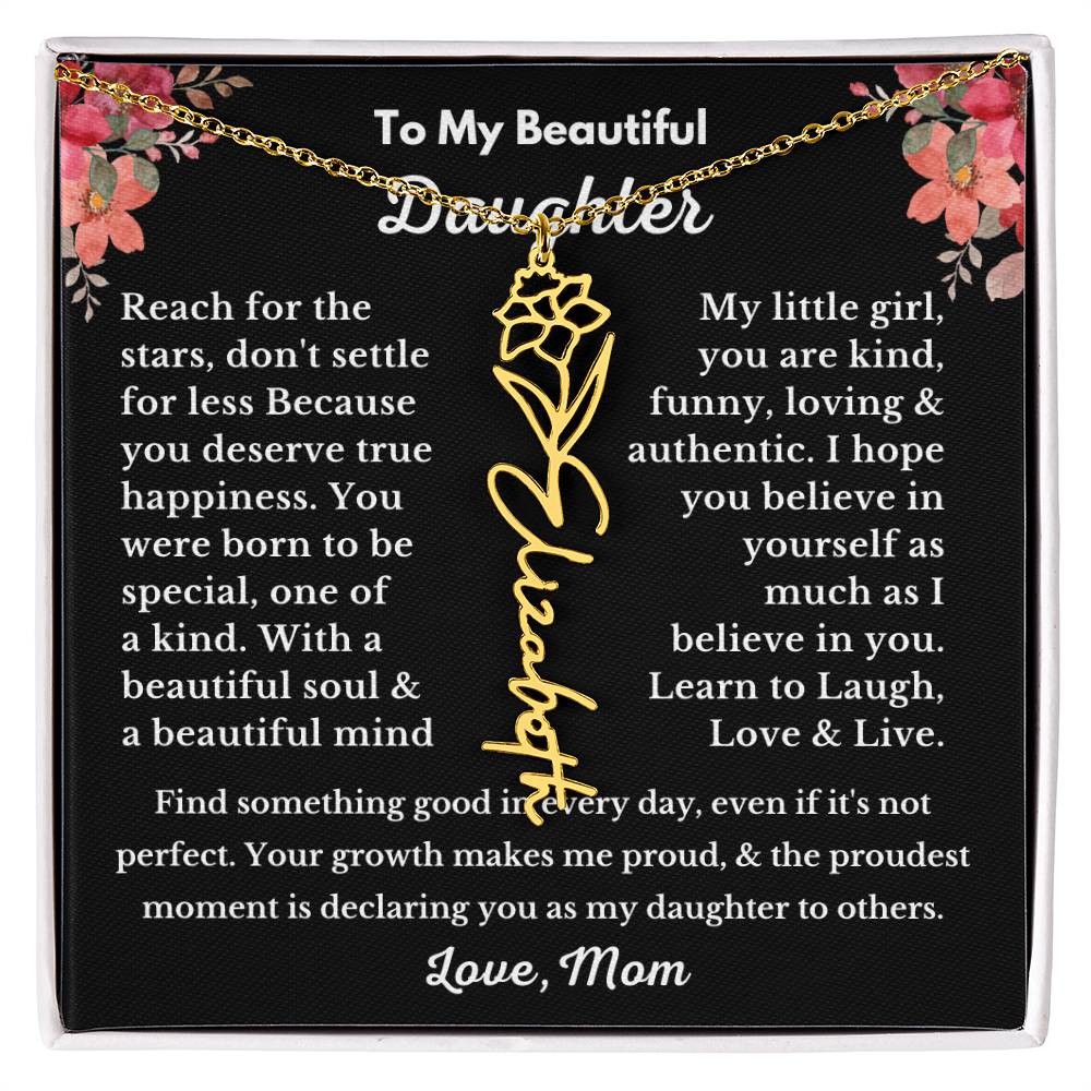 [ALMOST SOLD OUT] To My Beautiful Daughter Love, Mom Flower Name Necklace