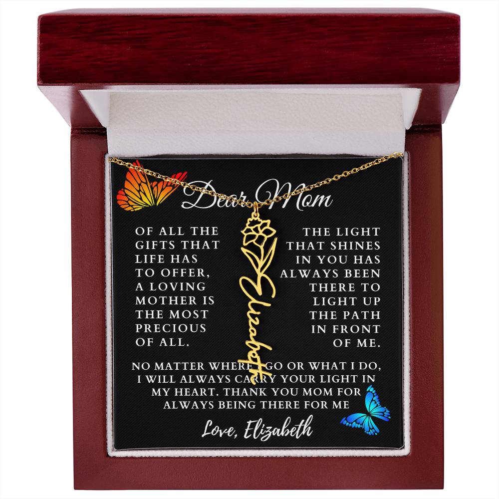 [Almost Sold Out] Butterflies Dear Mom Flower Name Necklace