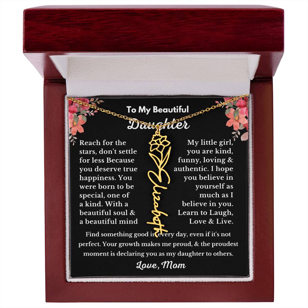 [ALMOST SOLD OUT] To My Beautiful Daughter Love, Mom Flower Name Necklace
