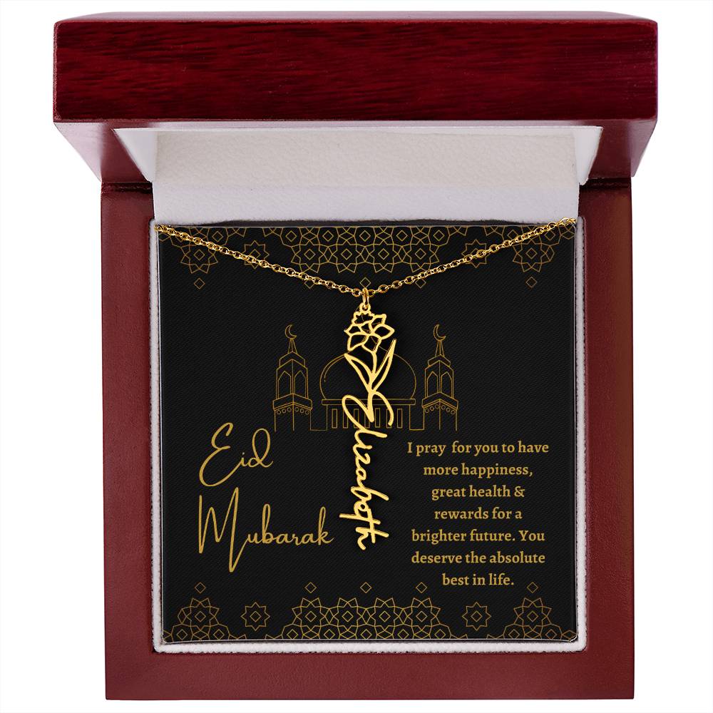 [ALMOST SOLD OUT] Black and Gold I Pray For You To Have All The Happiness Flower Name Necklace