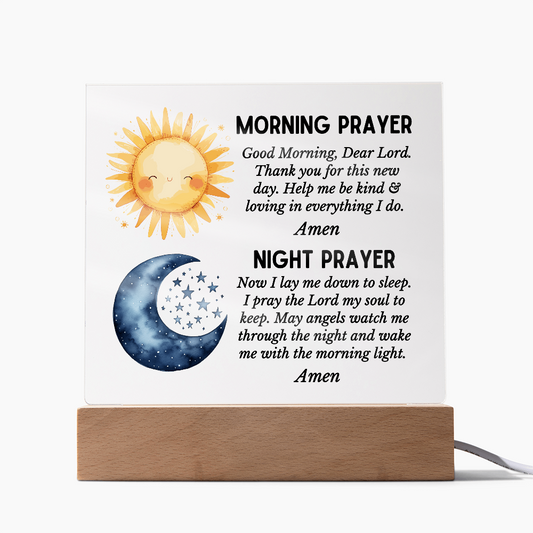Morning Prayer and Night Prayer Square Acrylic Plaque