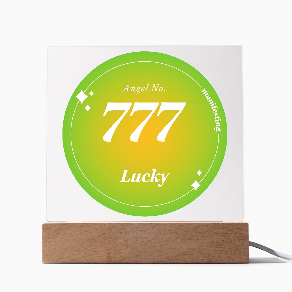 Almost Sold Out - Angel Number 777 with Aura Color - Acrylic Plaque with Stand