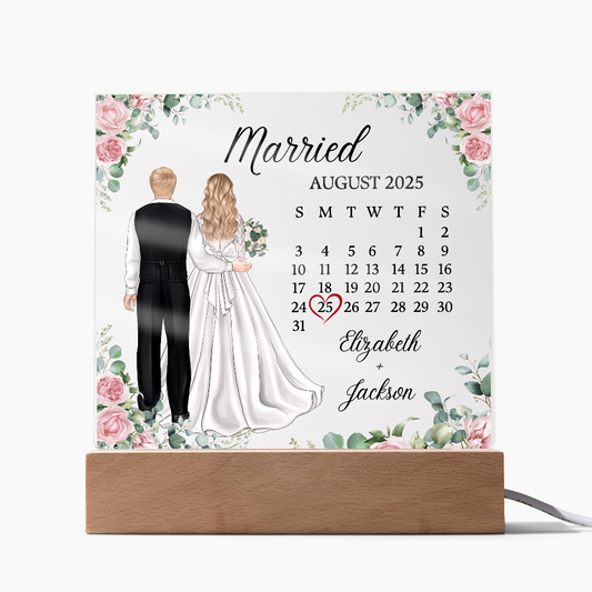 Wedding Calendar Printed Square Acrylic Plaque