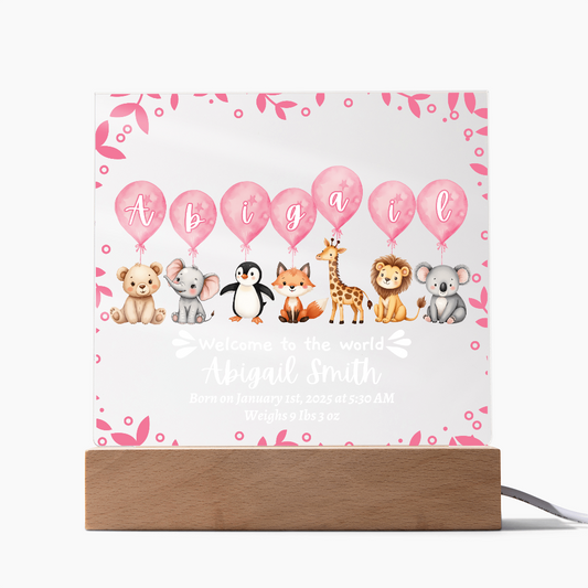Welcome To The World Baby Girl Balloon Plaque