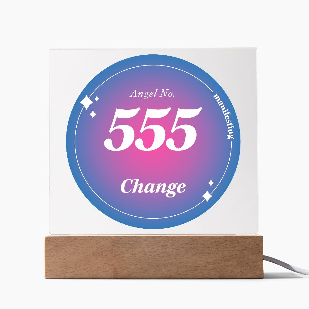 Almost Sold Out - Angel Number 555 with Aura Color - Acrylic Plaque with Stand