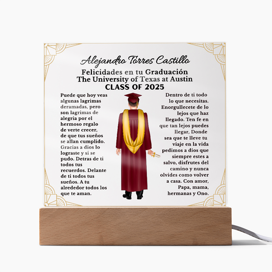 Spanish Male Graduation Printed Square Acrylic Plaque