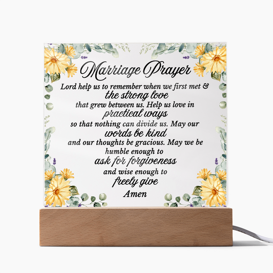 Marriage Prayer Printed Circle Acrylic Plaque