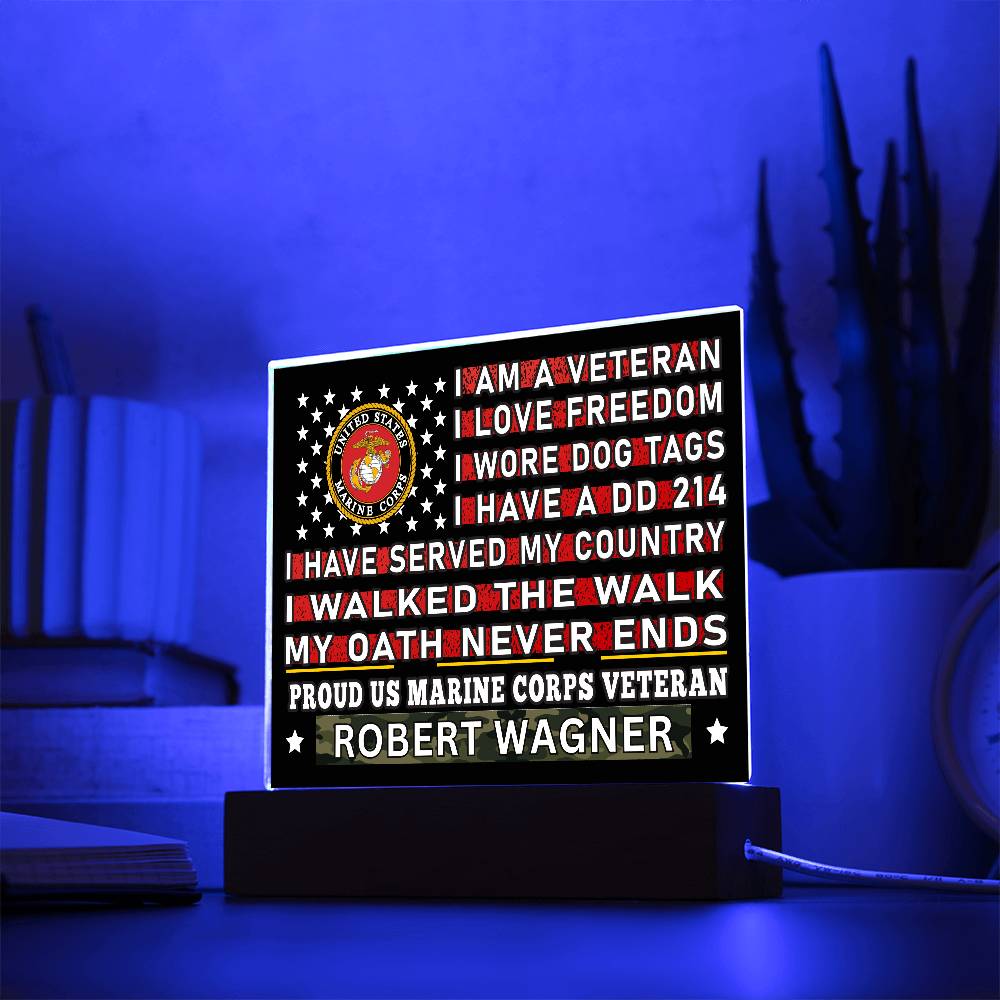 Almost Sold Out - Proud US Marine Corps Veteran - Acrylic Plaque With Stand