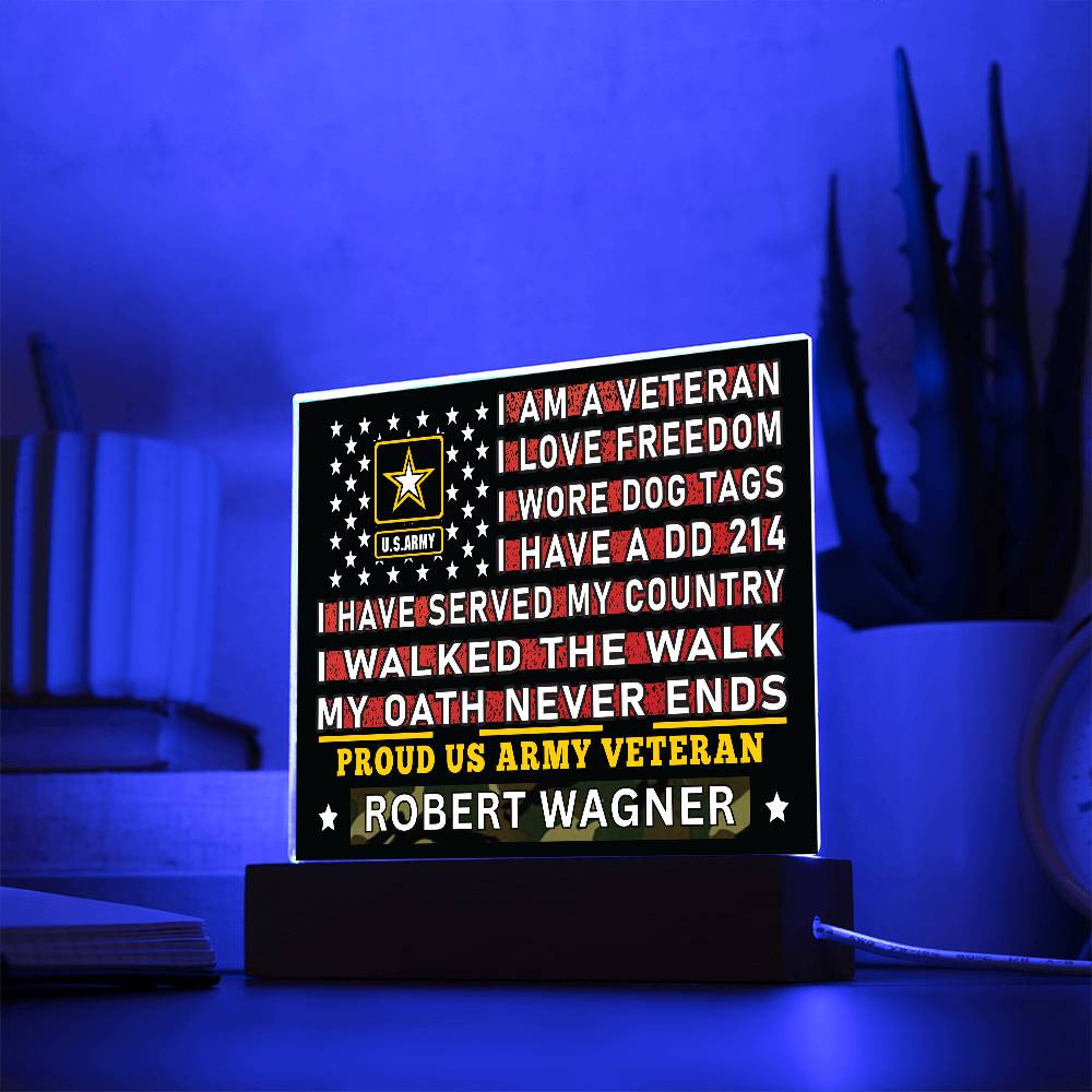 Almost Sold Out - Proud US Air Army Veteran - Acrylic Plaque With Stand