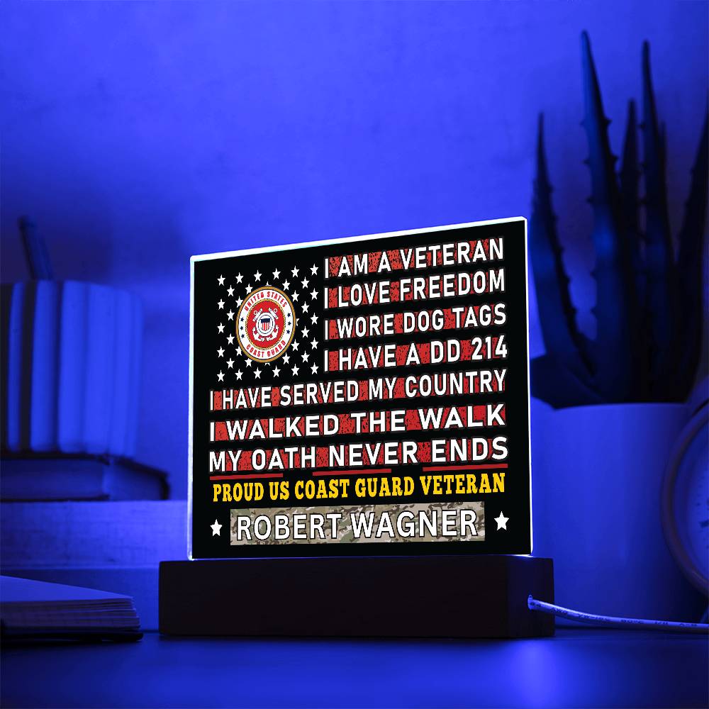 Almost Sold Out - Proud US Coast Guard Veteran - Acrylic Plaque With Stand