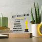 [Almost Sold Out] Best Wife Award - You Are Loved, Needed, Worthy, Beautiful & Important - Acrylic Plaque with Stand