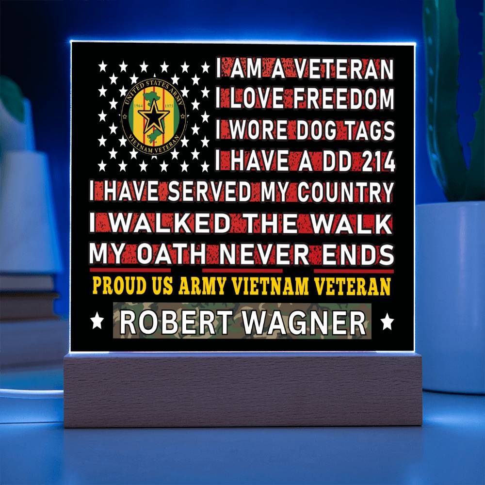 Almost Sold Out - Proud US Air Army Vietnam Veteran - Acrylic Plaque With Stand