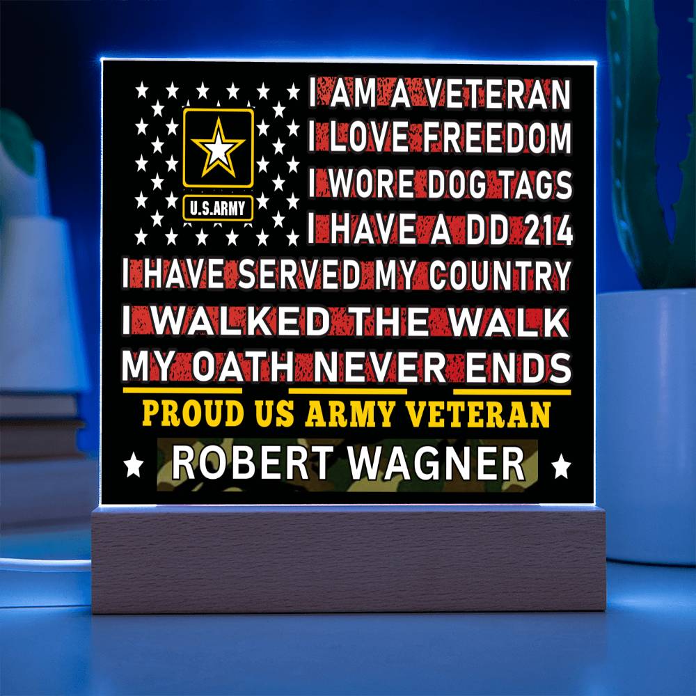 Almost Sold Out - Proud US Air Army Veteran - Acrylic Plaque With Stand