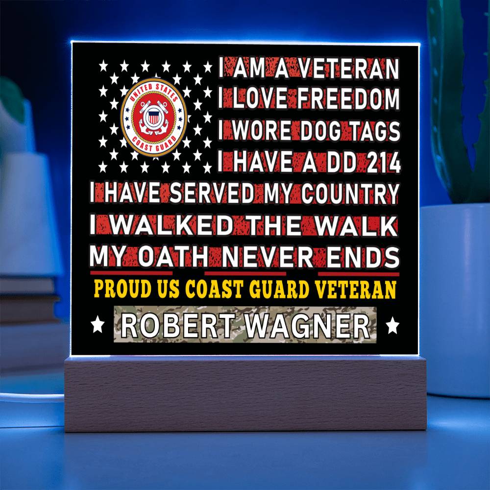 Almost Sold Out - Proud US Coast Guard Veteran - Acrylic Plaque With Stand